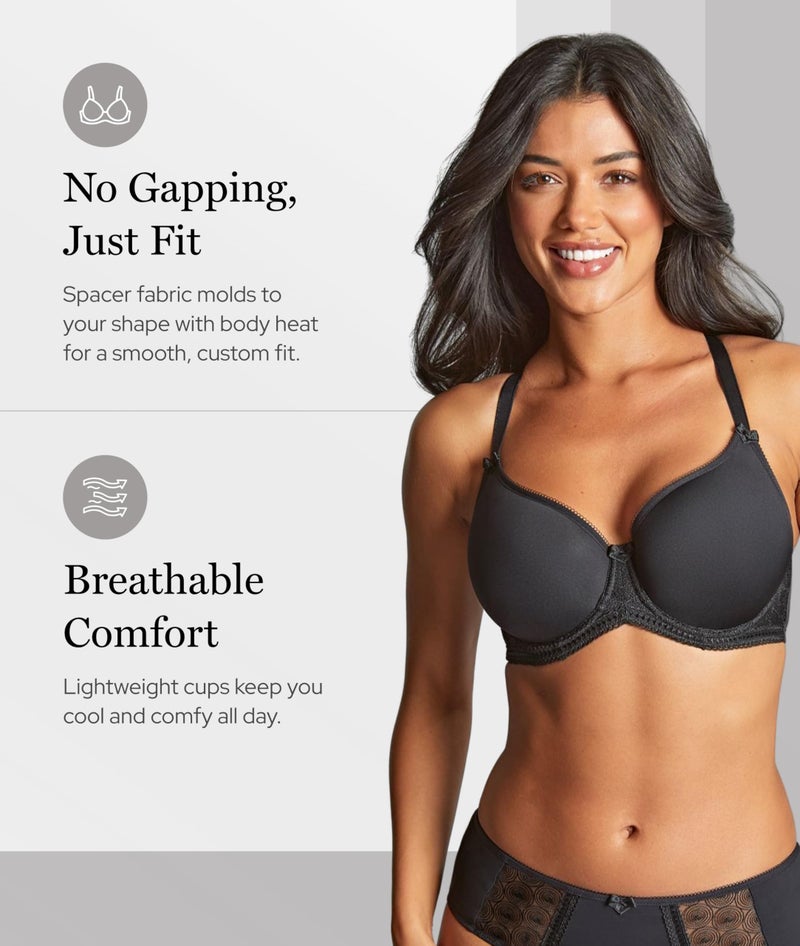 Panache Women's Cari Underwire Spacer T-Shirt Bra |Champagne,34F| Lightweight Padded Bra with Breathable Spacer Foam, Racerback Option, Swiss Embroidery, Everyday Supportive Fit for Larger Busts - Image 2
